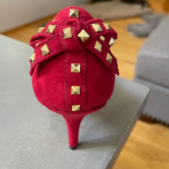 Red ELLE dress heels microsuede - Picture 4 of 8